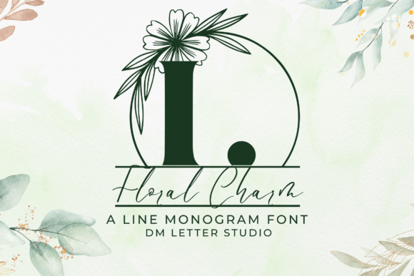 Floral Charm Line Monogram: Integrating Elegant Serif Typography into Creative Workflows