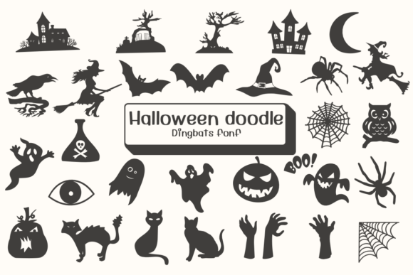 Halloween Doodle Font: Spooky Dingbats for Creative Projects